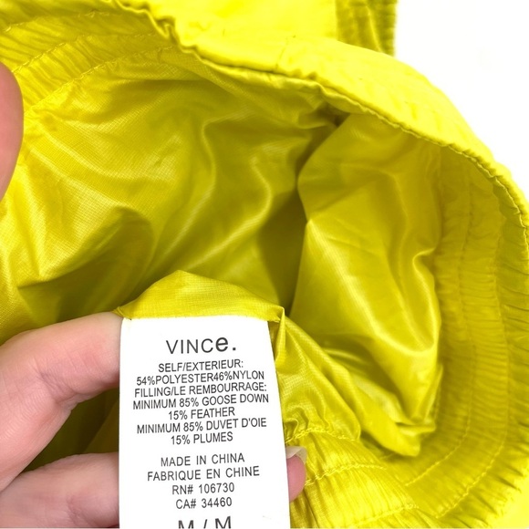 VINCE NWT Vince Neon Yellow Goose Down Magnetic Button Zipper Puffer Vest Jacket - Picture 6 of 6